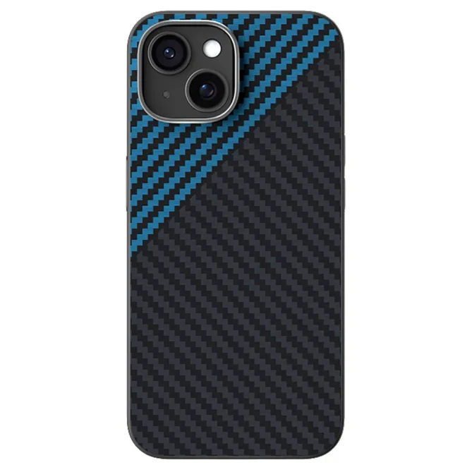 Coque iPhone 15 magnétique ultra fine texture fibre de carbone