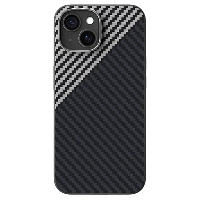 Coque iPhone 15 magnétique ultra fine texture fibre de carbone
