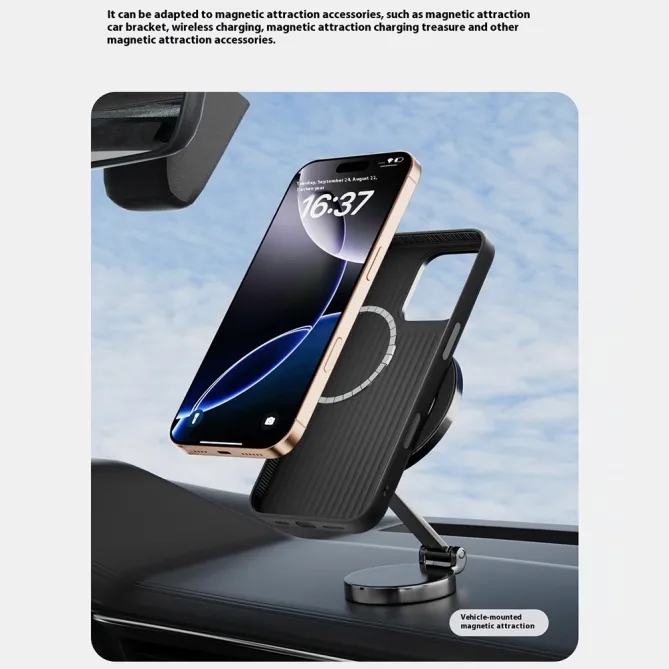 Coque iPhone 15 magnétique ultra fine texture fibre de carbone