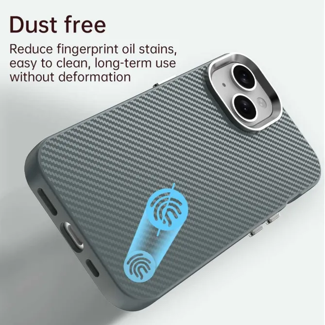 Coque iPhone 15 hybride texture fibre de carbone