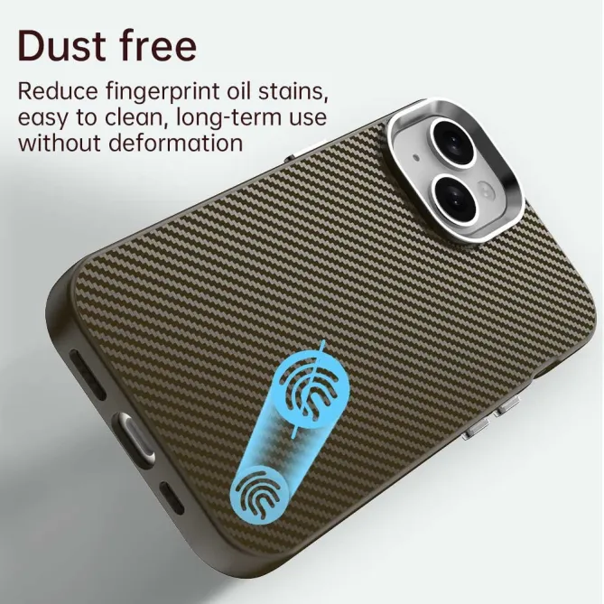 Coque iPhone 15 hybride texture fibre de carbone
