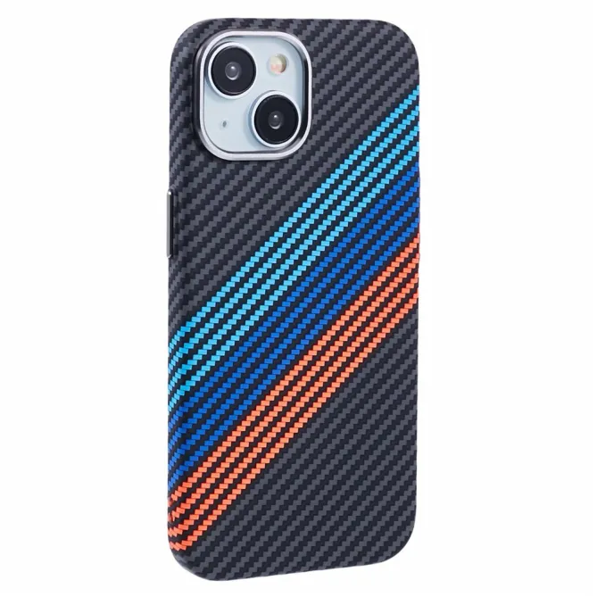 Coque iPhone 15 magnétique fibre de carbone Racing