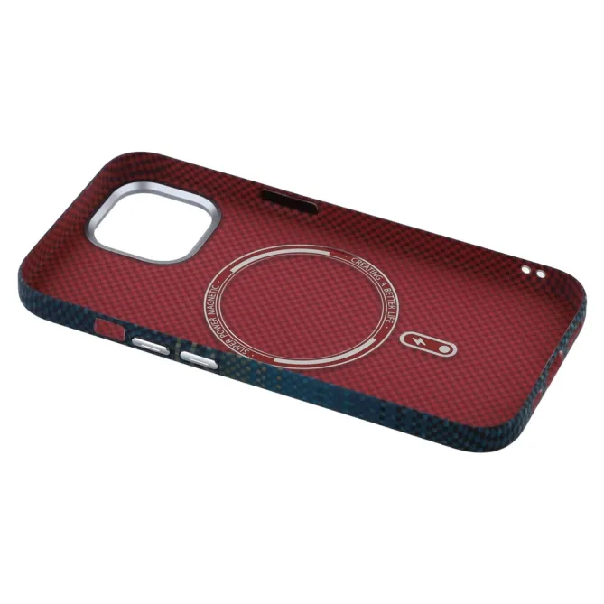 Coque iPhone 15 magnétique fibre de carbone Racing