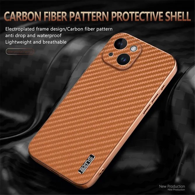 Coque iPhone 15 fibre de carbone finition métallisée