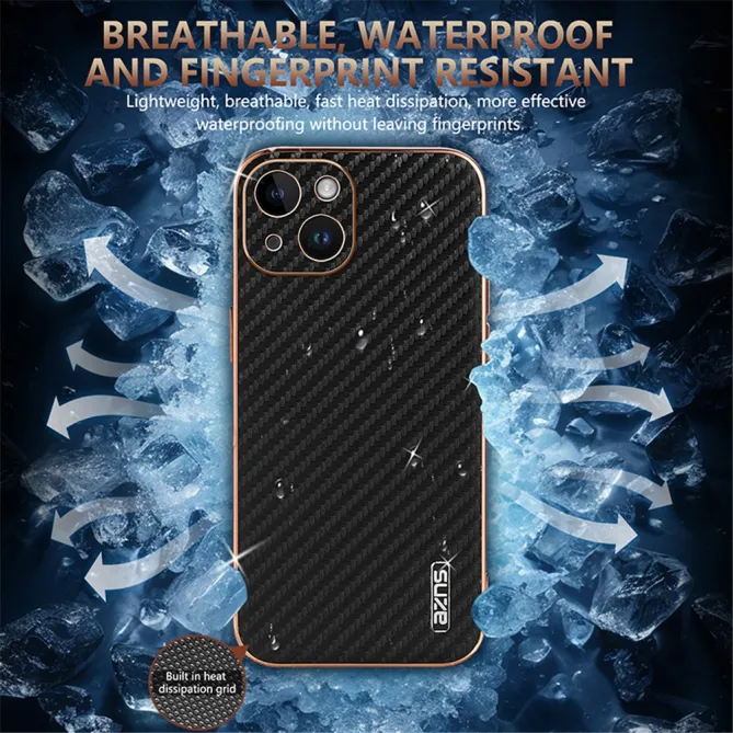 Coque iPhone 15 fibre de carbone finition métallisée