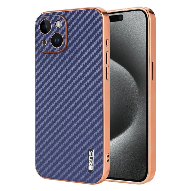 Coque iPhone 15 fibre de carbone finition métallisée