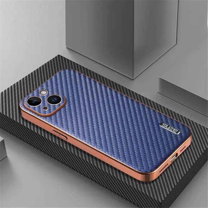 Coque iPhone 15 fibre de carbone finition métallisée