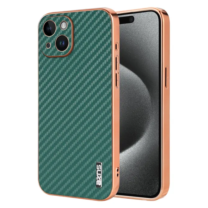 Coque iPhone 15 fibre de carbone finition métallisée