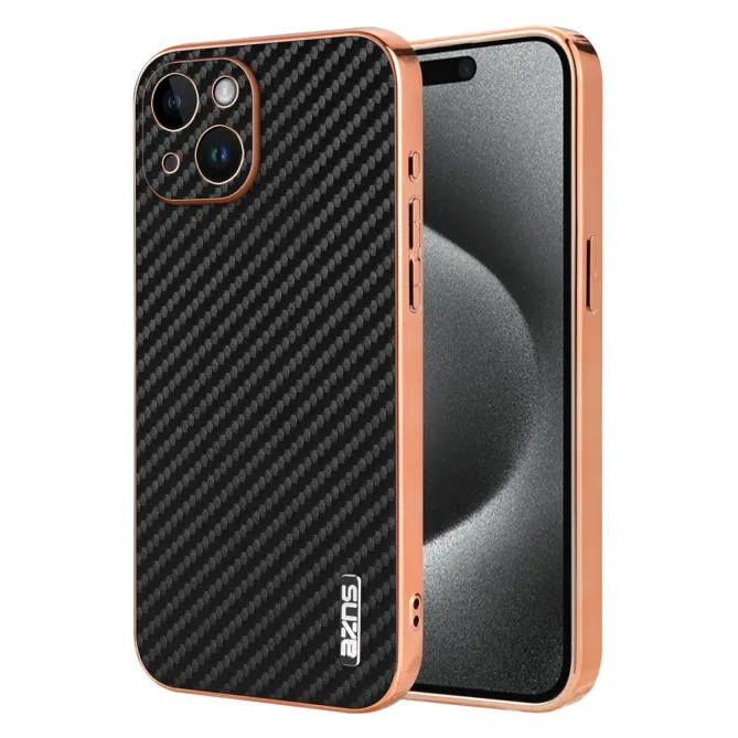 Coque iPhone 15 fibre de carbone finition métallisée