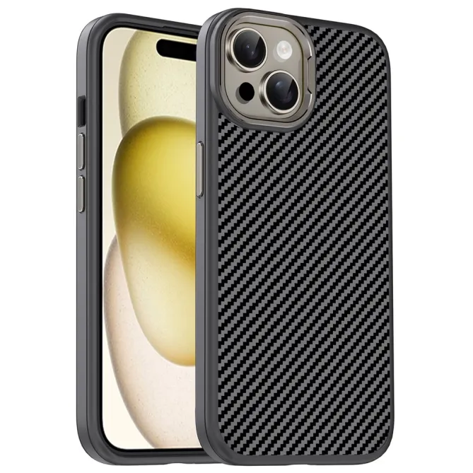 Coque iPhone 15 IPAKY fibre de carbone antichoc