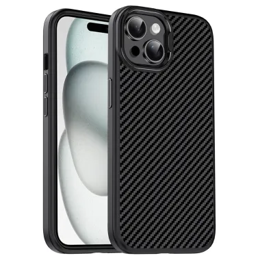 Coque iPhone 15 IPAKY fibre de carbone antichoc