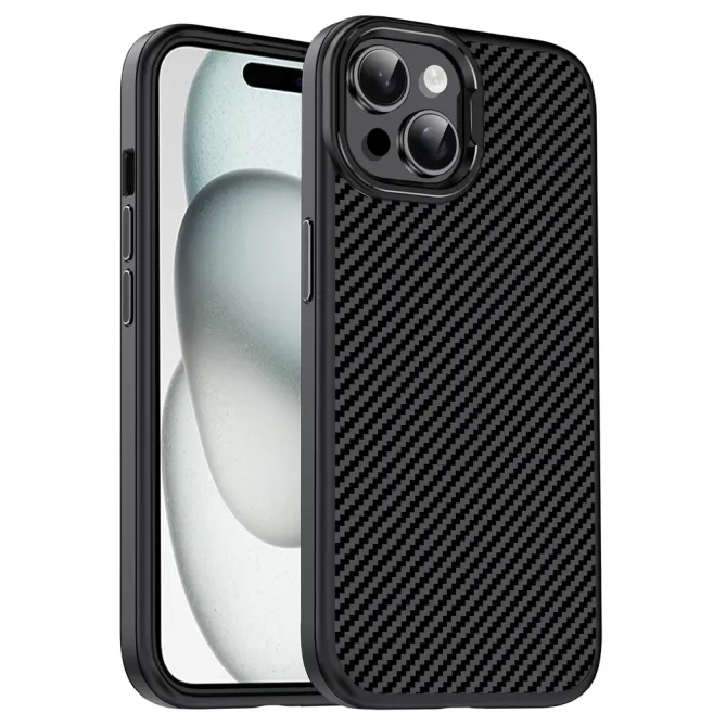 Coque iPhone 15 IPAKY fibre de carbone antichoc