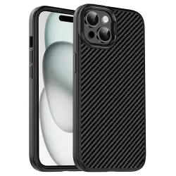 Coque iPhone 15 IPAKY fibre de carbone antichoc