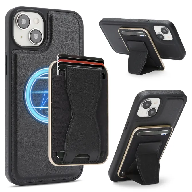 Coque iPhone 15 magnétique porte-cartes détachable avec support