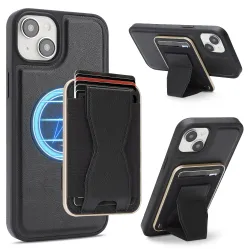 Coque iPhone 15 magnétique porte-cartes détachable avec support