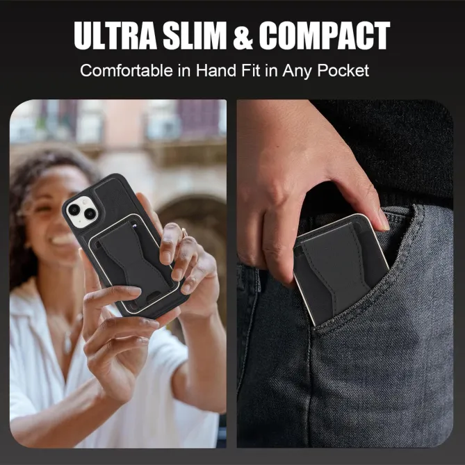 Coque iPhone 15 magnétique porte-cartes détachable avec support