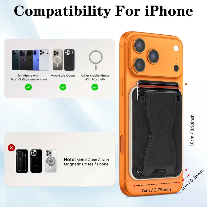 Coque iPhone 15 magnétique porte-cartes détachable avec support