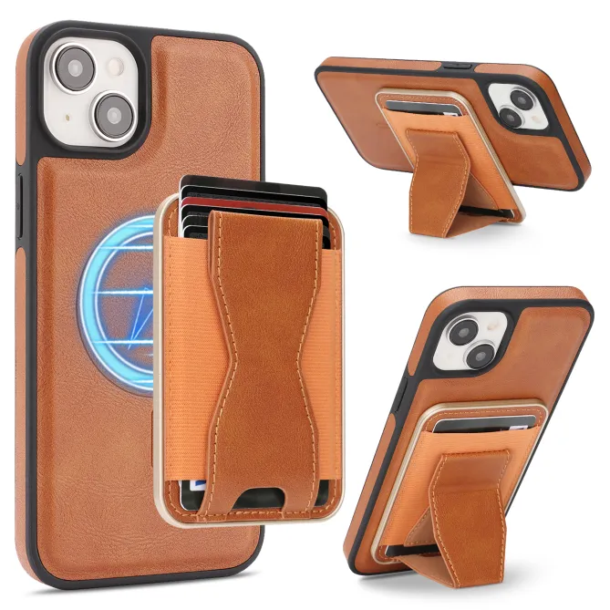 Coque iPhone 15 magnétique porte-cartes détachable avec support