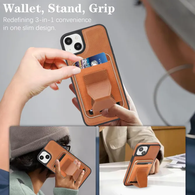 Coque iPhone 15 magnétique porte-cartes détachable avec support