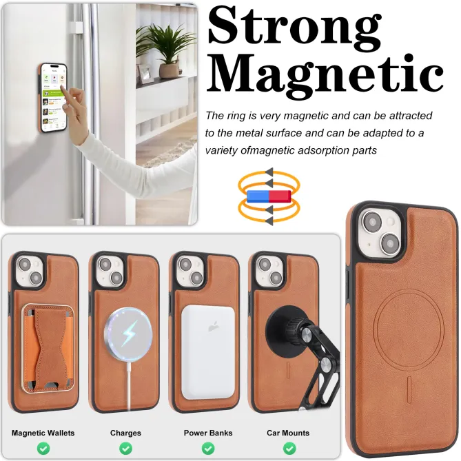 Coque iPhone 15 magnétique porte-cartes détachable avec support