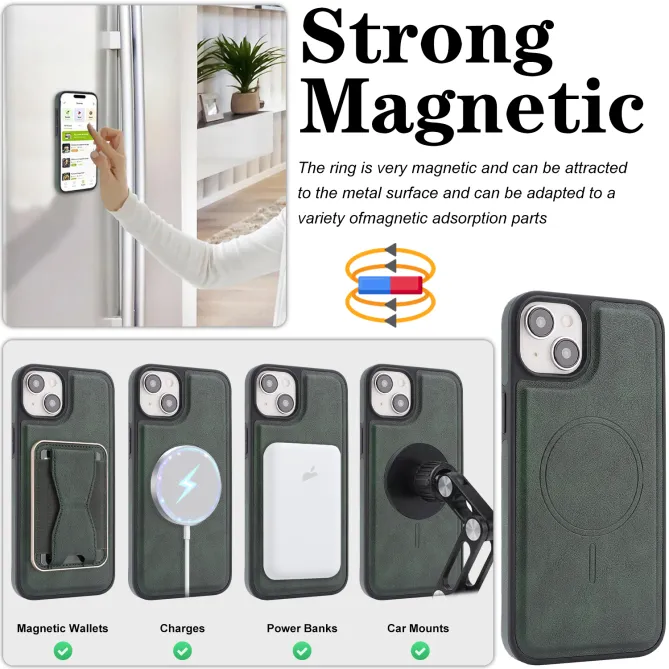 Coque iPhone 15 magnétique porte-cartes détachable avec support