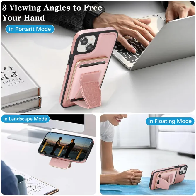 Coque iPhone 15 magnétique porte-cartes détachable avec support