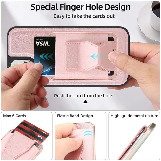 Coque iPhone 15 magnétique porte-cartes détachable avec support