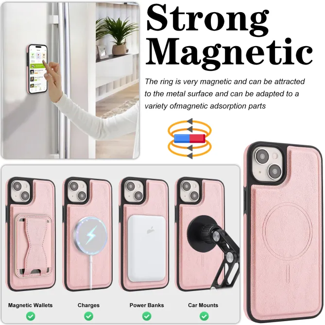 Coque iPhone 15 magnétique porte-cartes détachable avec support