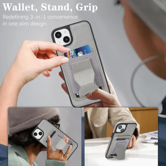 Coque iPhone 15 magnétique porte-cartes détachable avec support