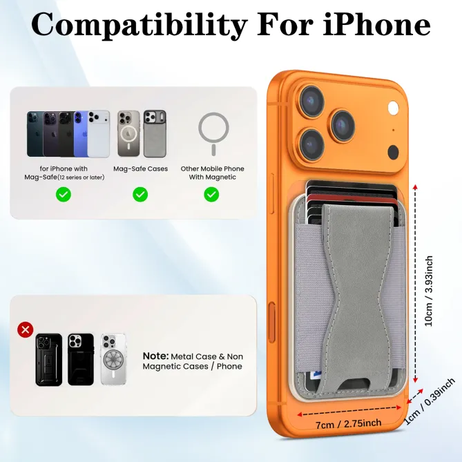 Coque iPhone 15 magnétique porte-cartes détachable avec support
