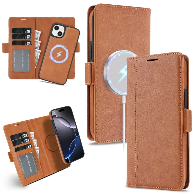 Étui iPhone 15 portefeuille détachable magnétique
