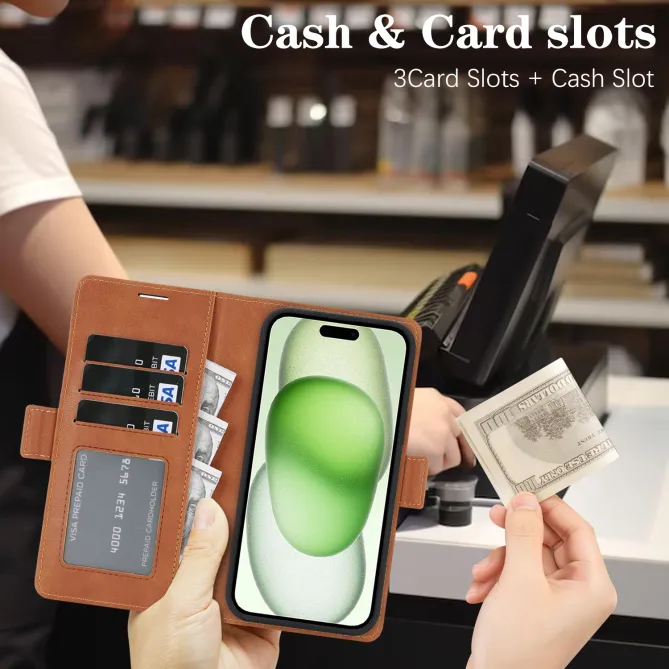 Étui iPhone 15 portefeuille détachable magnétique