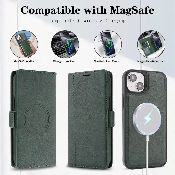 Étui iPhone 15 portefeuille détachable magnétique