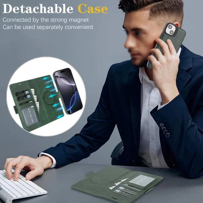 Étui iPhone 15 portefeuille détachable magnétique