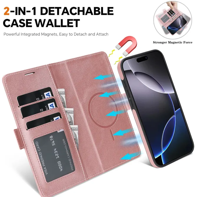 Étui iPhone 15 portefeuille détachable magnétique