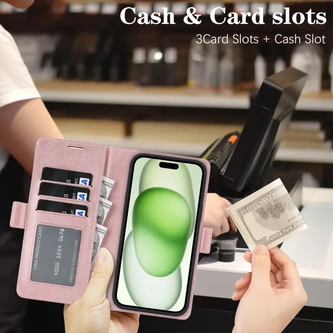 Étui iPhone 15 portefeuille détachable magnétique