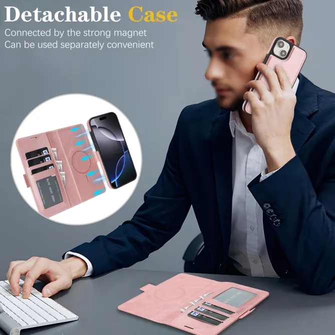 Étui iPhone 15 portefeuille détachable magnétique