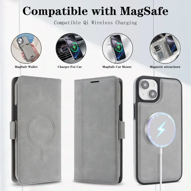 Étui iPhone 15 portefeuille détachable magnétique