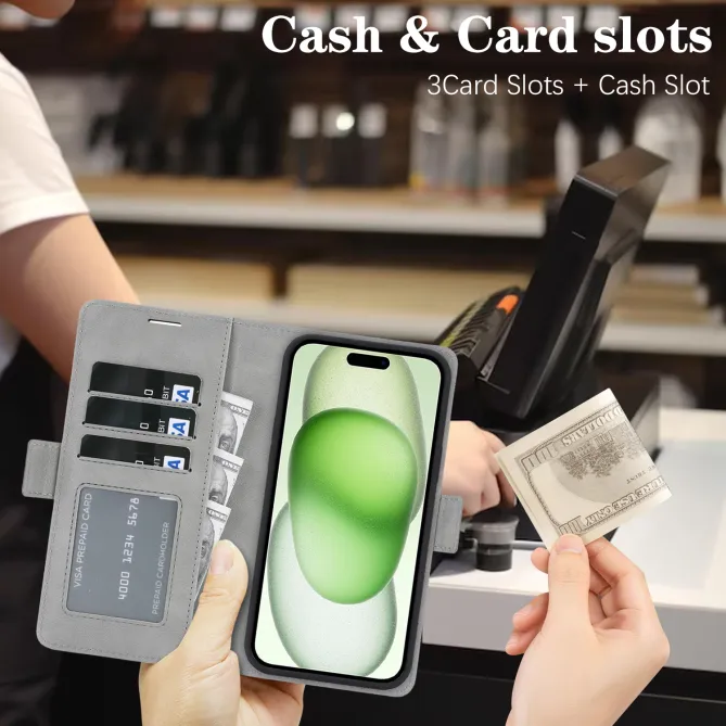 Étui iPhone 15 portefeuille détachable magnétique