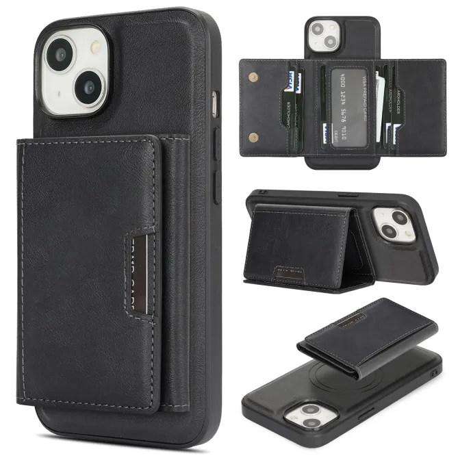 Coque iPhone 15 porte-cartes magnétique pliable avec support