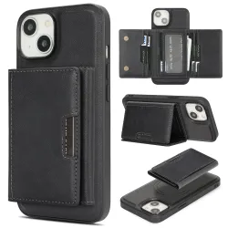 Coque iPhone 15 porte-cartes magnétique pliable avec support