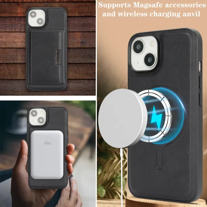 Coque iPhone 15 porte-cartes magnétique pliable avec support