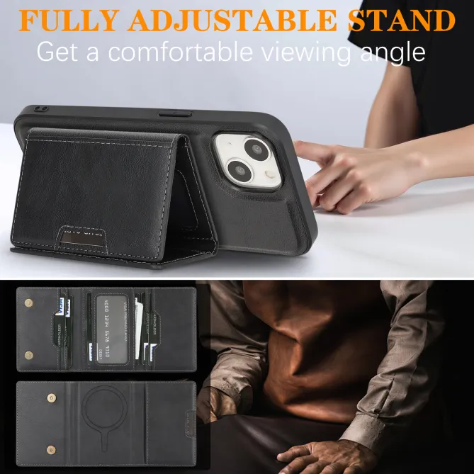 Coque iPhone 15 porte-cartes magnétique pliable avec support