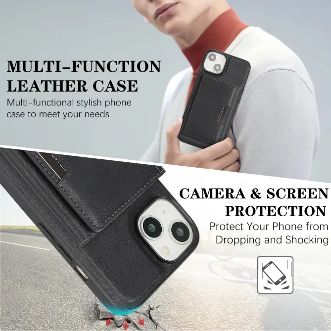 Coque iPhone 15 porte-cartes magnétique pliable avec support