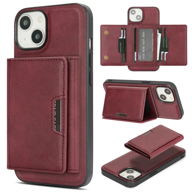 Coque iPhone 15 porte-cartes magnétique pliable avec support