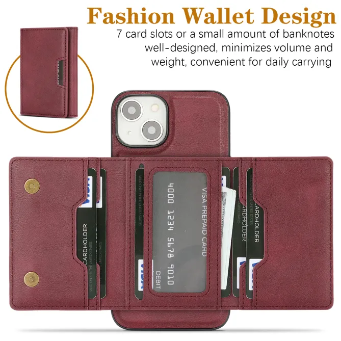 Coque iPhone 15 porte-cartes magnétique pliable avec support