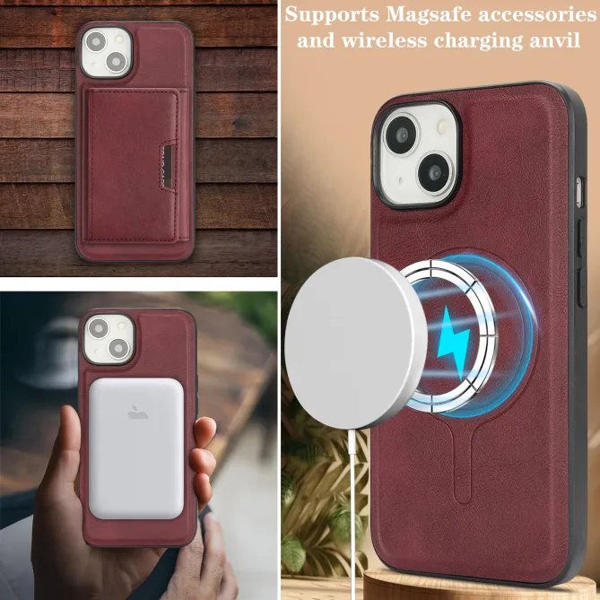 Coque iPhone 15 porte-cartes magnétique pliable avec support
