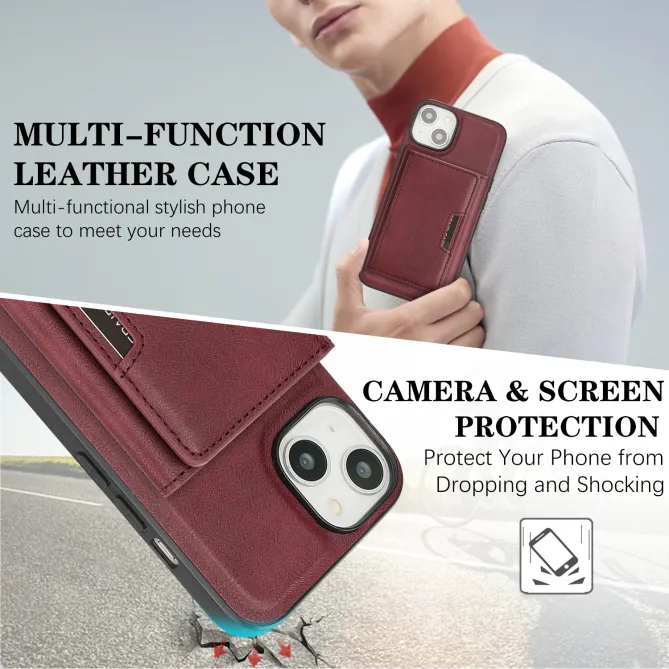 Coque iPhone 15 porte-cartes magnétique pliable avec support