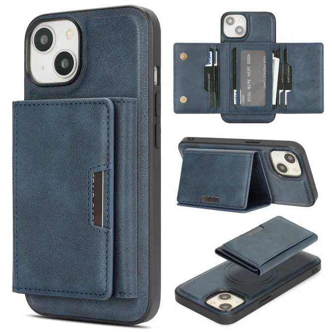 Coque iPhone 15 porte-cartes magnétique pliable avec support