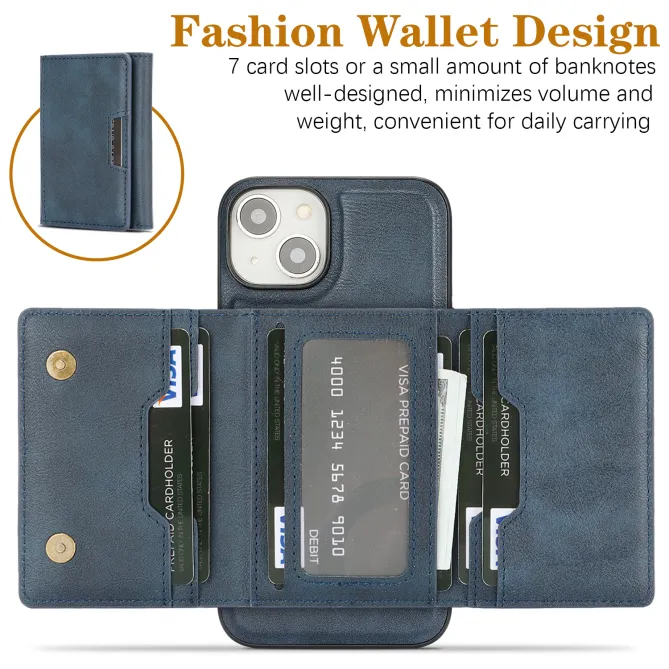 Coque iPhone 15 porte-cartes magnétique pliable avec support